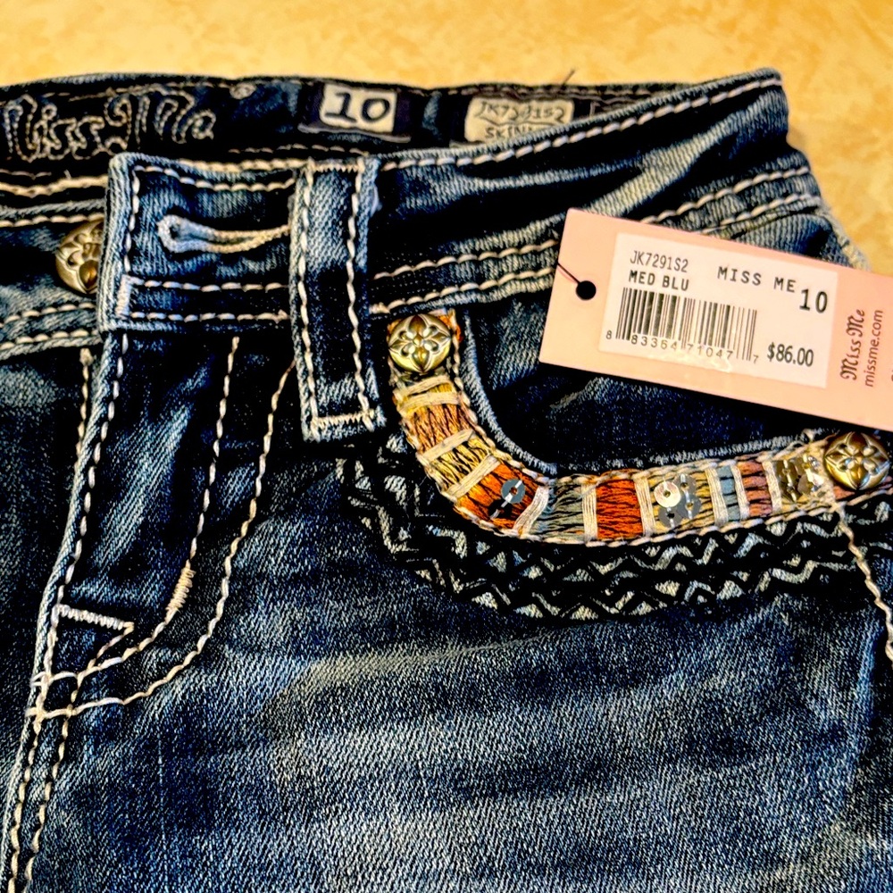 Miss Me Medium Blue Boot Cut Jeans with Embellishments